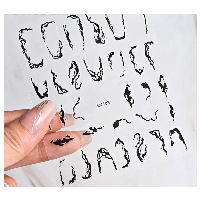 Easy Nail Art Sticker NAIL DECALS 011 BLACK