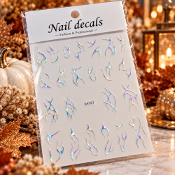 Easy Nail Art Sticker NAIL DECALS 006 Multi SILVER