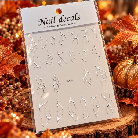 Easy Nail Art Sticker NAIL DECALS 001 SILVER