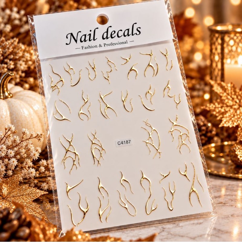 Easy Nail Art Sticker NAIL DECALS 002 GOLD