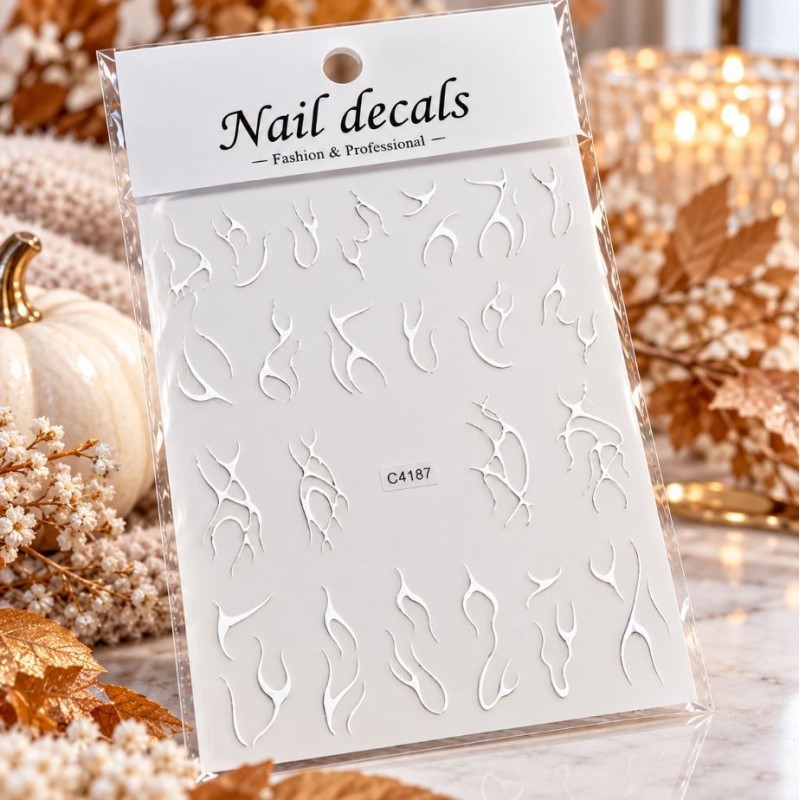 Easy Nail Art Sticker NAIL DECALS 003 WIT