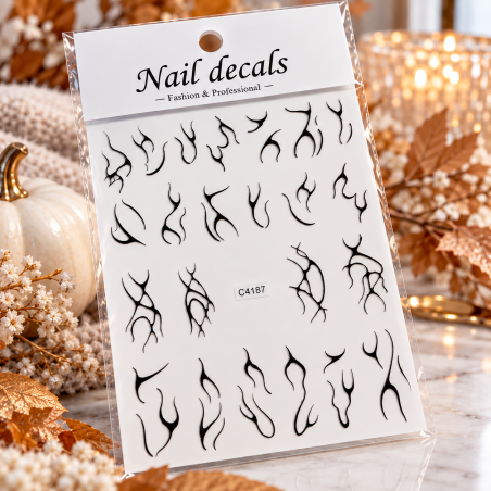 Easy Nail Art Sticker NAIL DECALS 004 BLACK