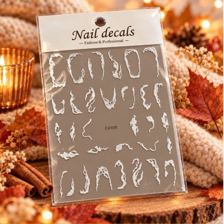 Easy Nail Art Sticker NAIL DECALS 010 WIT
