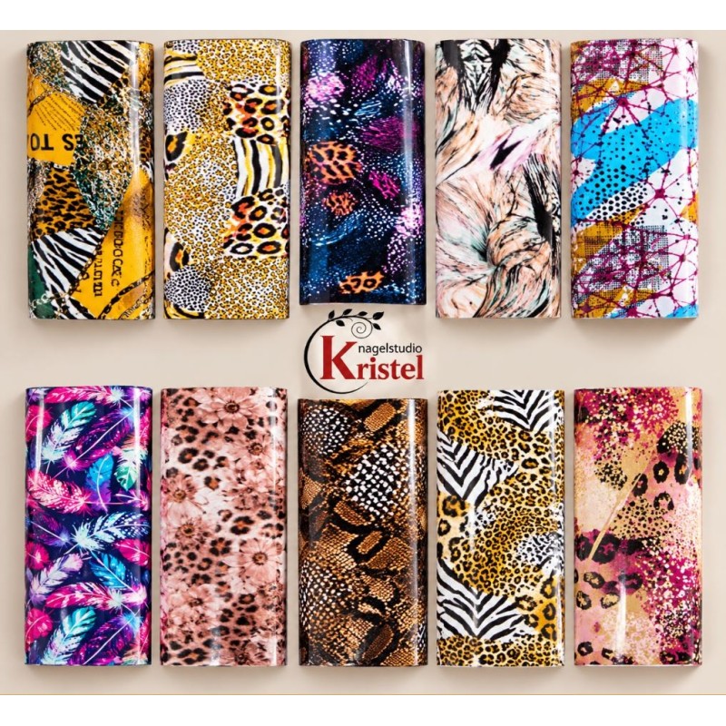 Nail Art Transfer Foil – 10 Trendy Designs | Animal Prints & Kleurrijke Motieven